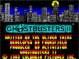Title screen of Cazafantasmas 2 on the Sinclair ZX Spectrum.